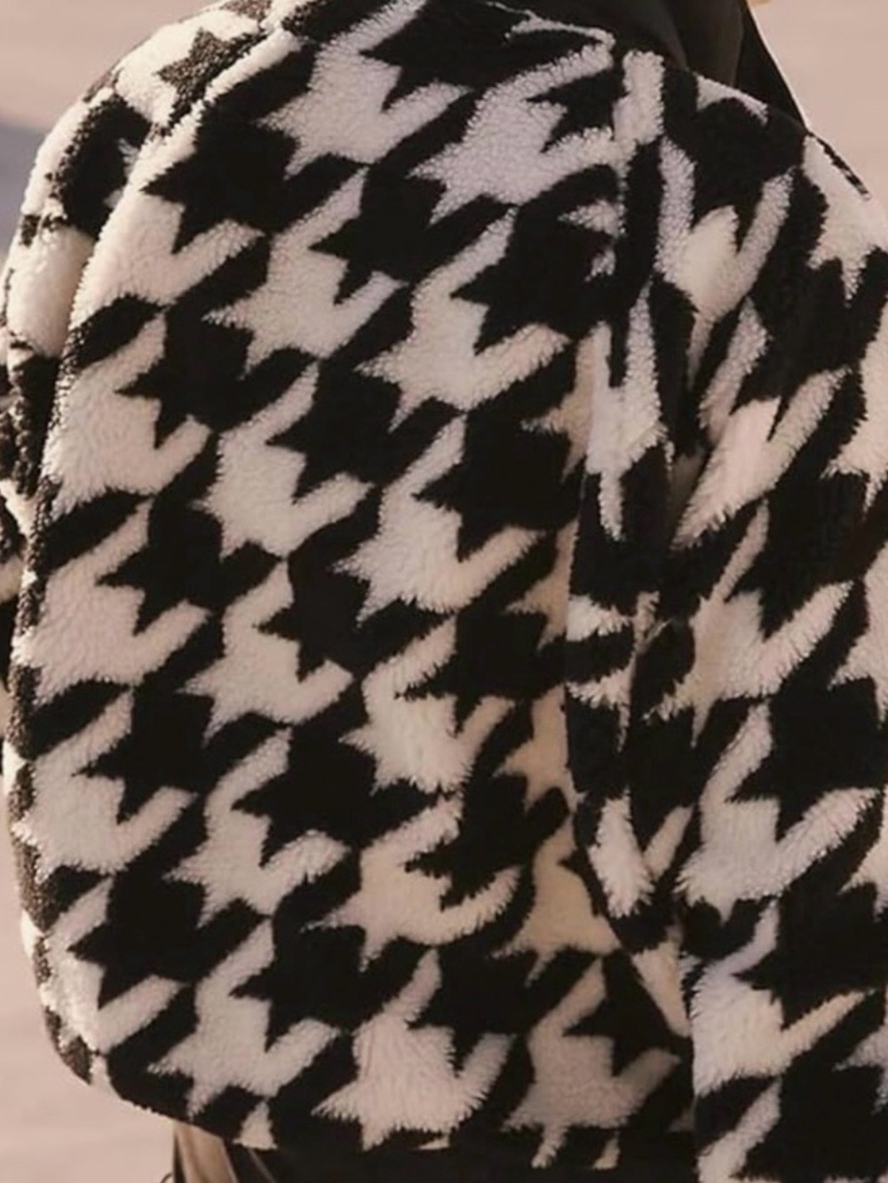 Free People Hit The Slopes Printed Fleece Jacket Houndstooth M - Picture 2 of 9